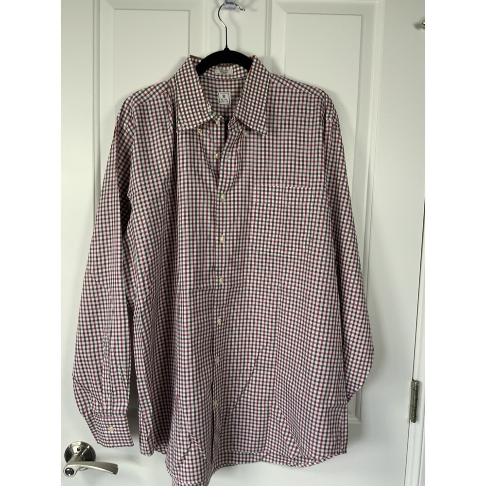 Peter Millard Men's Plaid Dress Shirt, SZ XL, Cream, Red, Brown, 100% Cotton - Picture 2 of 3